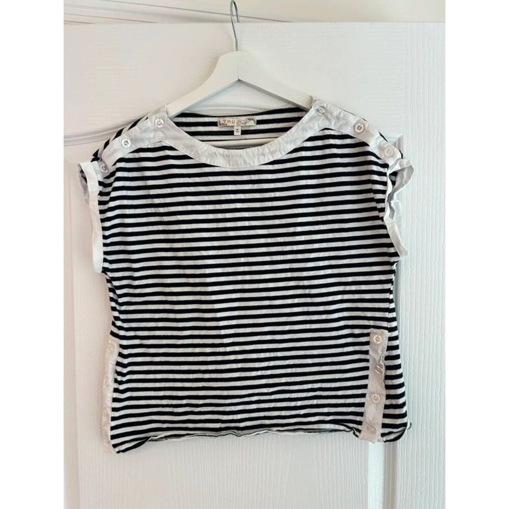 Tru Self shirt top medium striped coastal glam preppy Y2K resort ocean beach